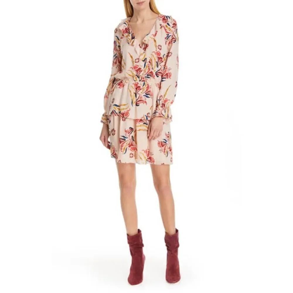 Joie Floral 100% silk Ruffle Neck mini Dress